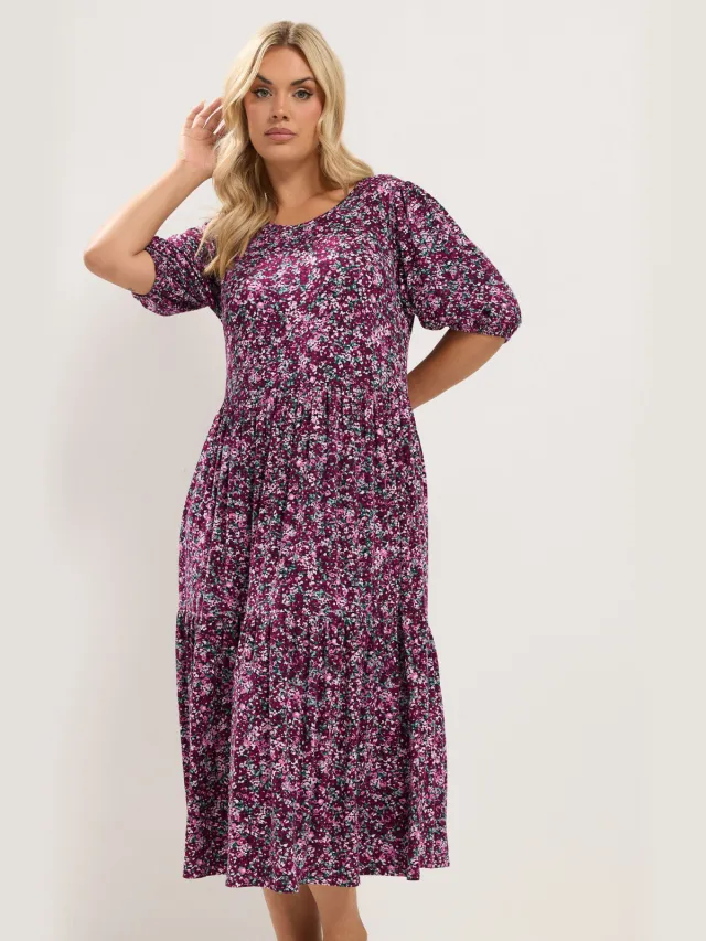 Yours Roze Maxijurk Met Fijne Bloemenprint Pink