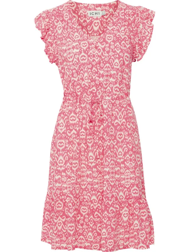 Ichi IHVERA DR32 Dames Jurk Calypso Coral Ikat Aop