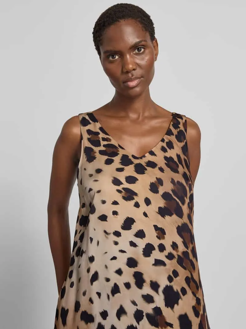 Smith and Soul midi-jurk van viscose in all-over look middenbruin, foto 5
