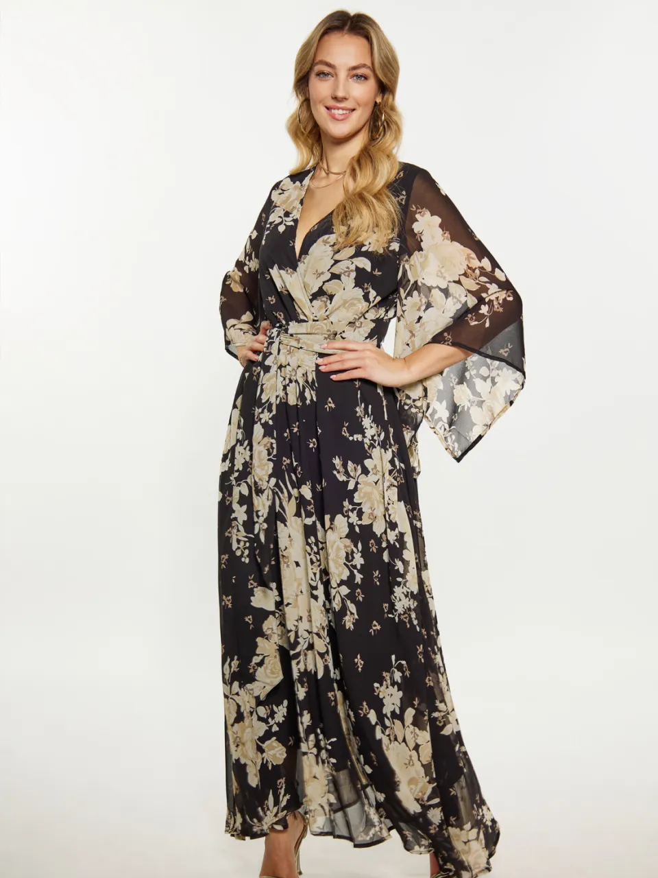 Faina Jurk Dames zwarte bloem Bloemenprint