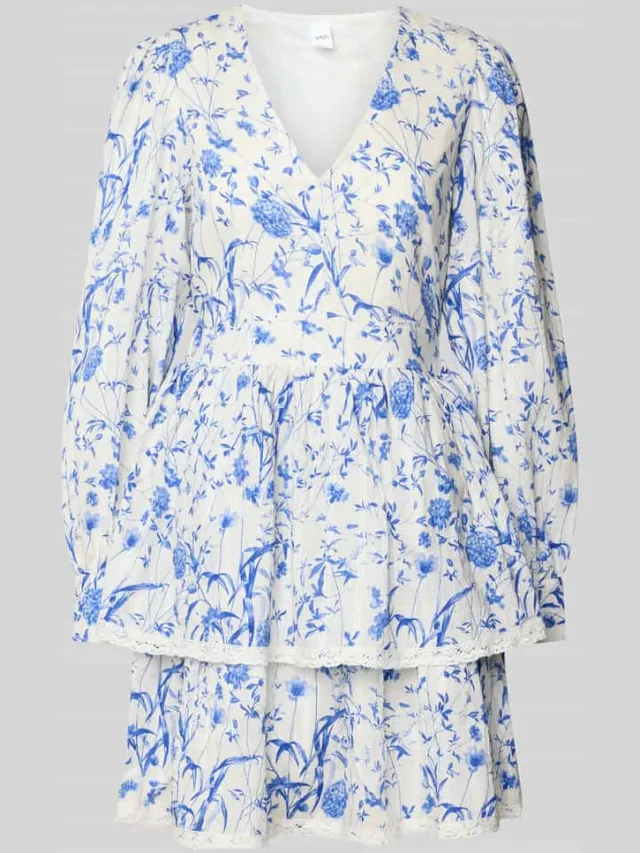 Yas Cocktailjurk met V-hals, model 'ELIN' blauw, foto 2