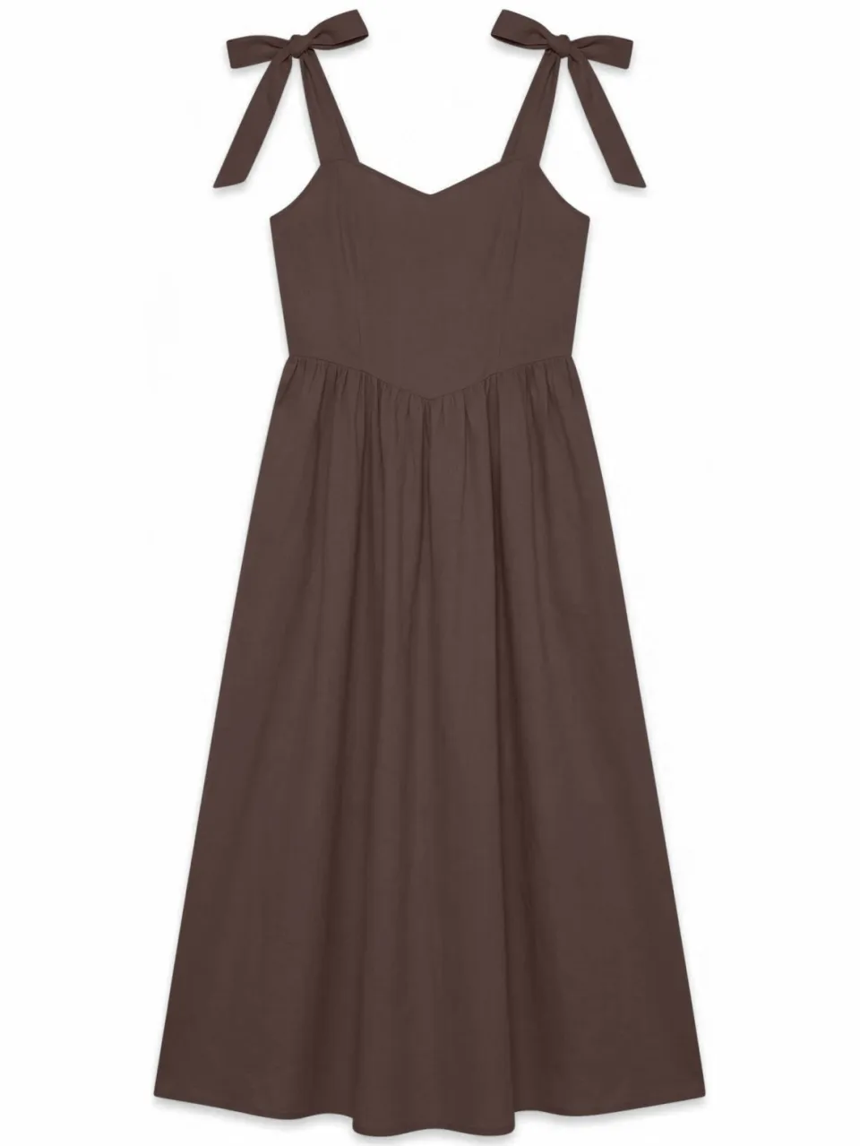 Vero Moda katoenen midijurk - bruin, foto 2