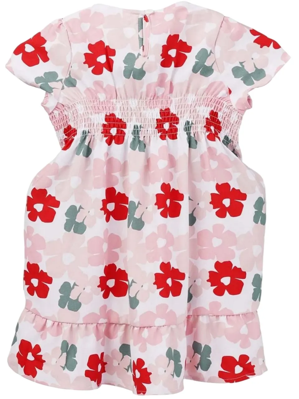 Trespass Meisjesjurk met bloemenprint en smockwerk (Rood), foto 2