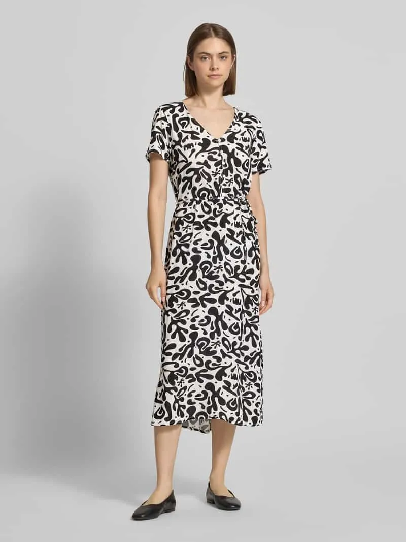 Pieces A-lijn midi-jurk van pure viscose model 'BARRI' Zwart
