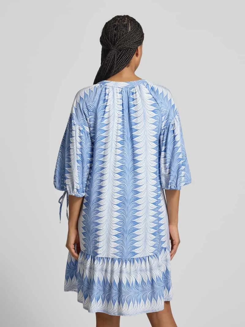 Christian Berg Woman Selection Kniellange tuniekjurk van viscosemix met v-hals blauw, foto 3