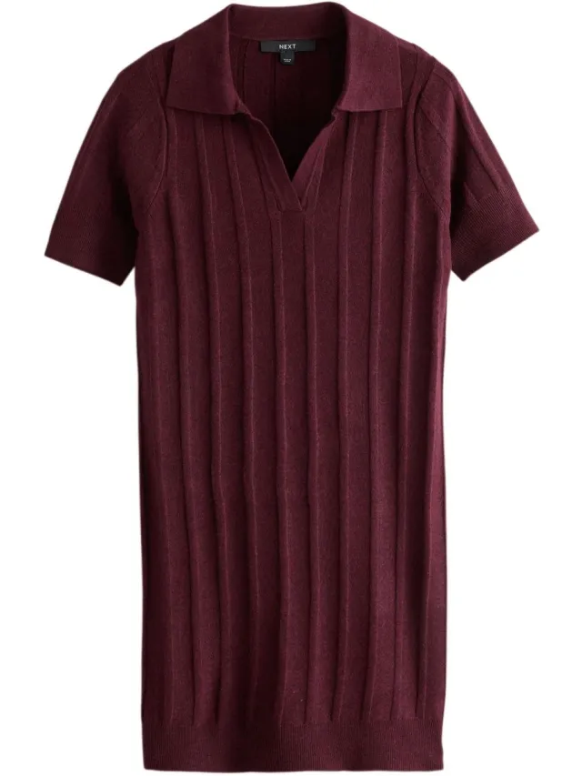 Next Dames - Superzachte mini-polojurk met korte mouwen - Rood Burgundy Red
