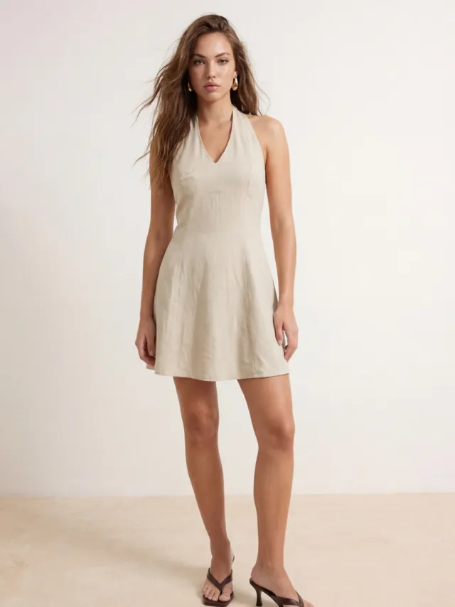 Trendyol TRENDYOLMİLLA Dames Beige Effen Midi Mouwloos Recht Jurken