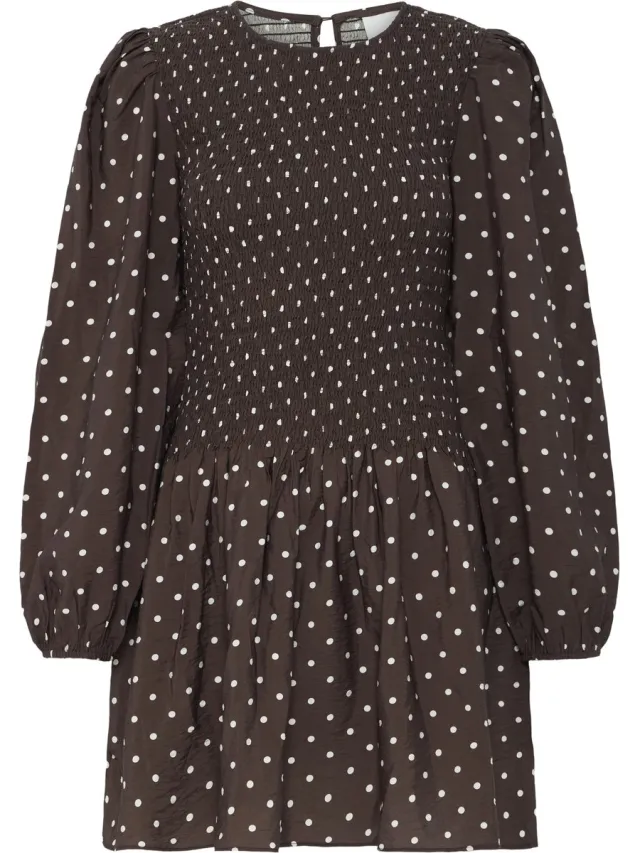Ichi IHFORANA DR - Dames - Mini jurken COFFEE BEAN / BIRCH DOT
