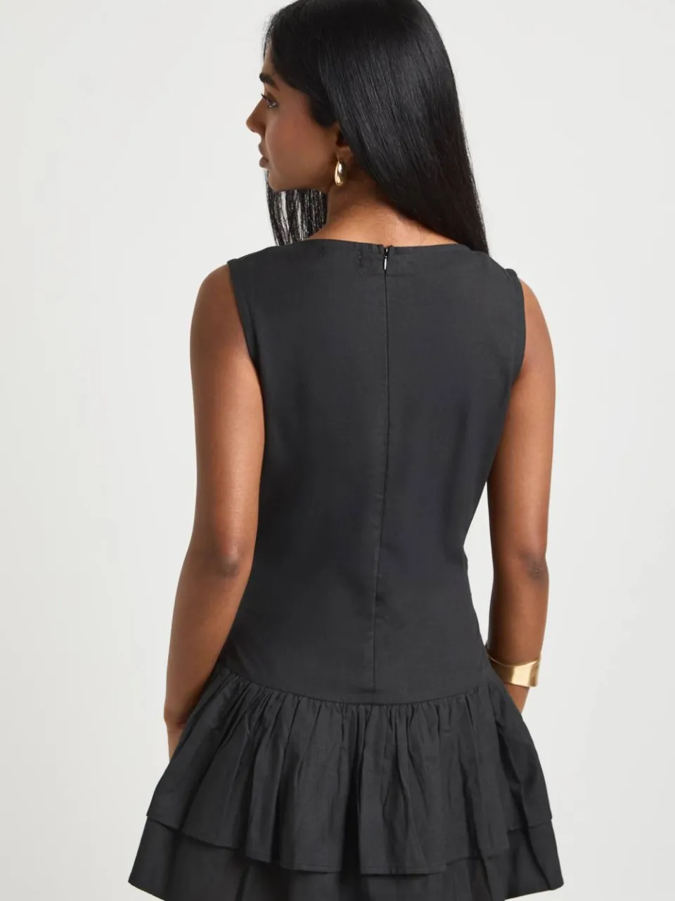 boohoo Dames Linnen Dubbele Laag Smock Jurk zwart, foto 2