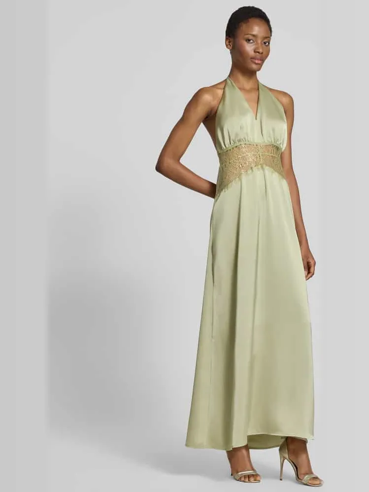 NEO NOIR Maxi-jurk van satijn met tailleband van kant model 'Jasine' mintgroen, foto 3