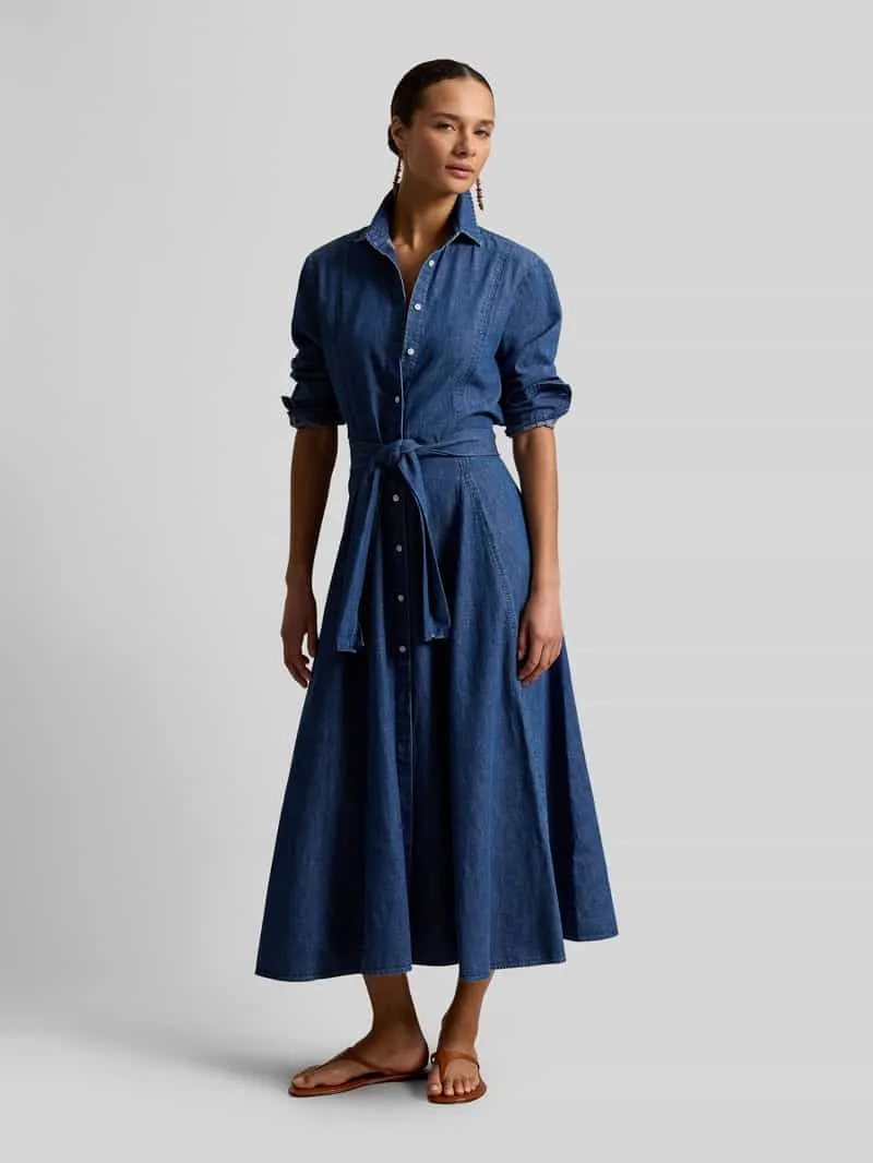 Polo Ralph Lauren Getailleerde vrijetijdsjurk in denimlook Jeansblauw