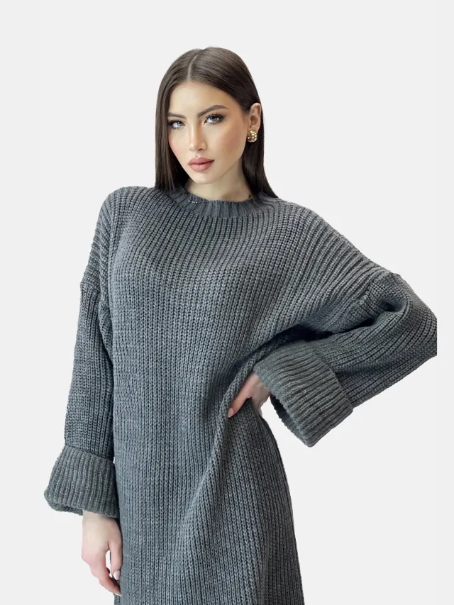 Elara Strickkleid Dunkelgrau