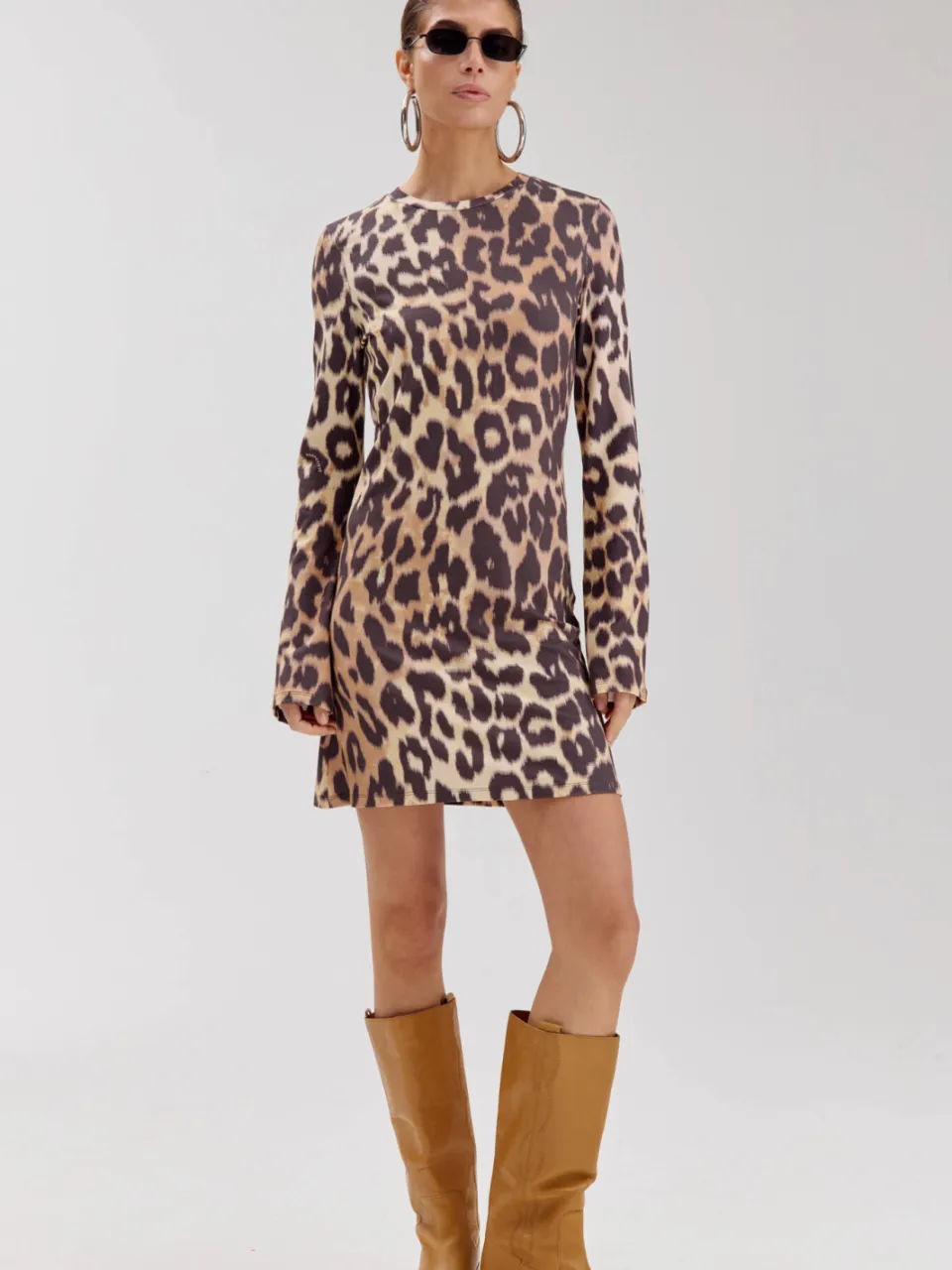 Harper & Yve korte jurk met dierenprint bruin