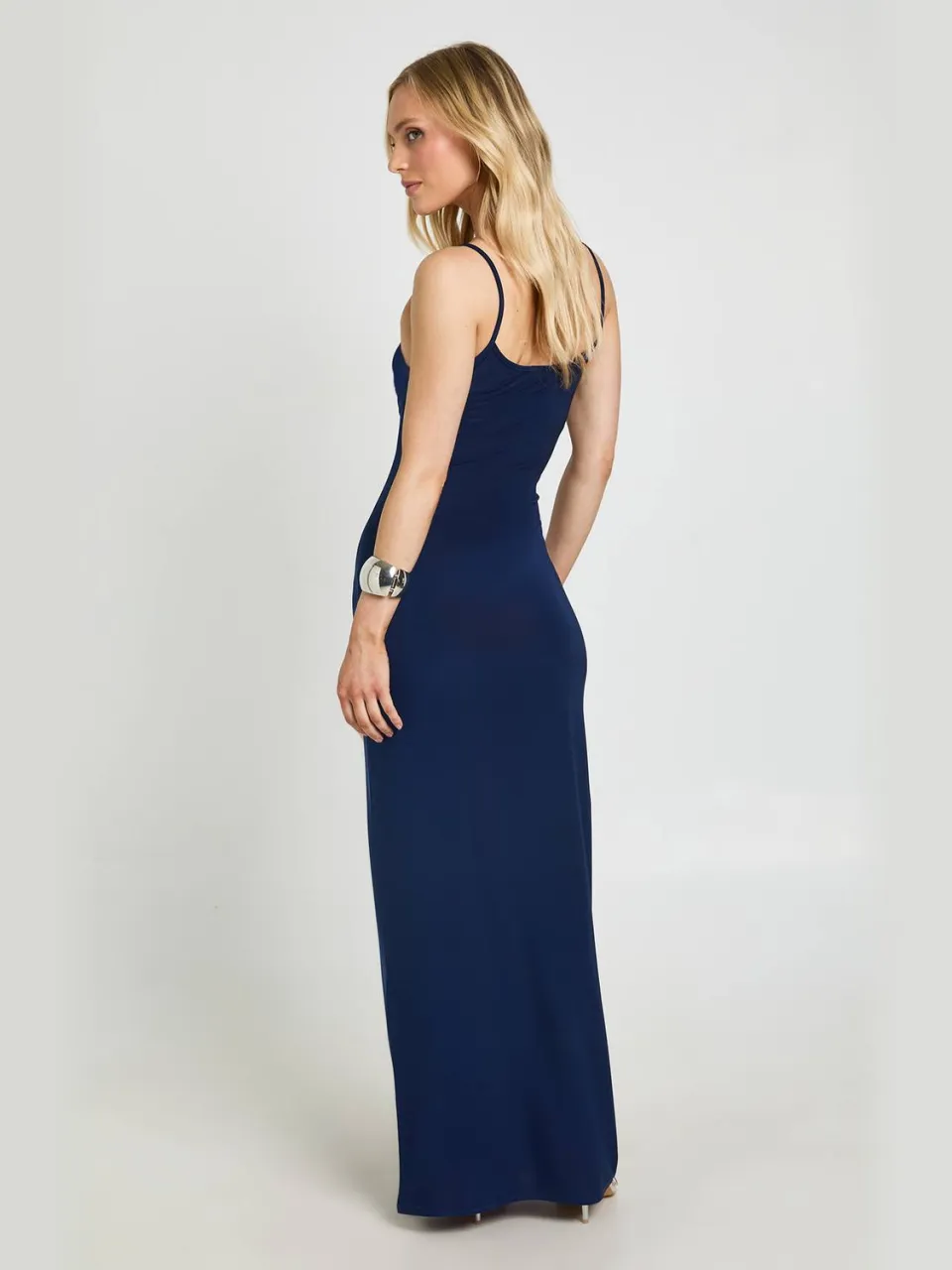 boohoo Dames Petite Maxi-jurk Met Ronde Hals En Smalle Bandjes marineblauw, foto 2