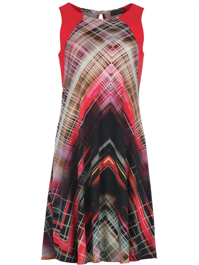 Conquista Levendige Geometrische Asymmetrie Jurk Rood
