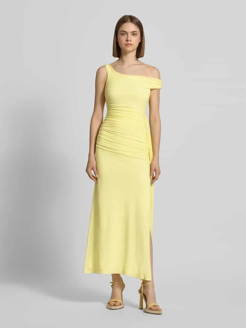bardot Avondjurk met asymmetrische hals model 'LAYANA' Geel