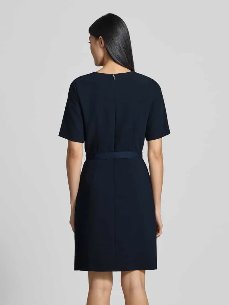 Joop! Knie-lange kokerjurk met elastische label in band-riem Donkerblauw