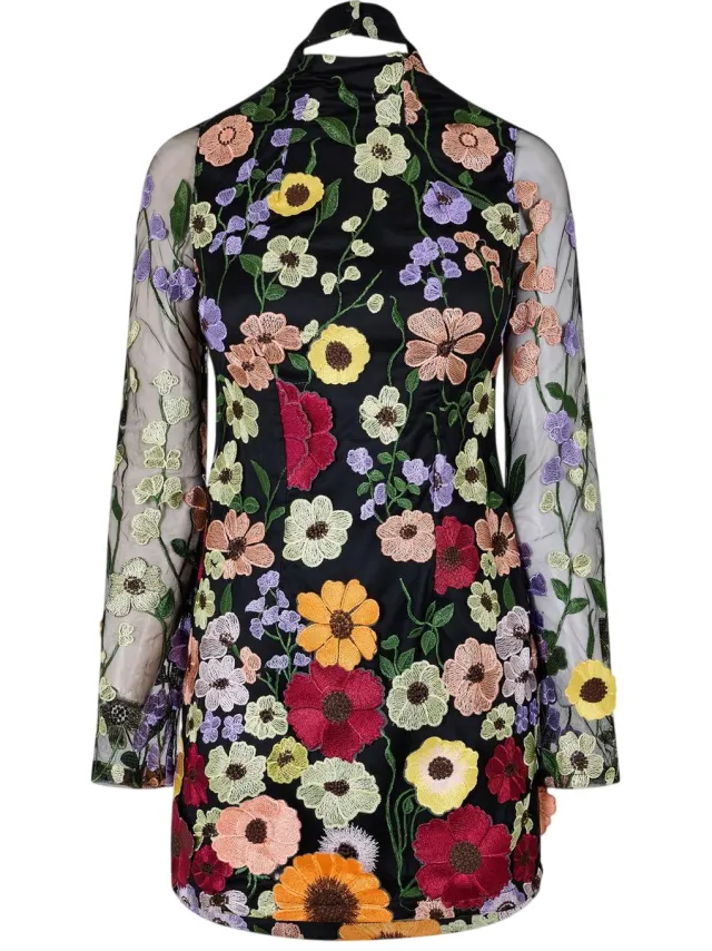 Amy Lynn AmyLynn Mini-jurk met bloemenprint en hoge hals voor dames (Bloemen)