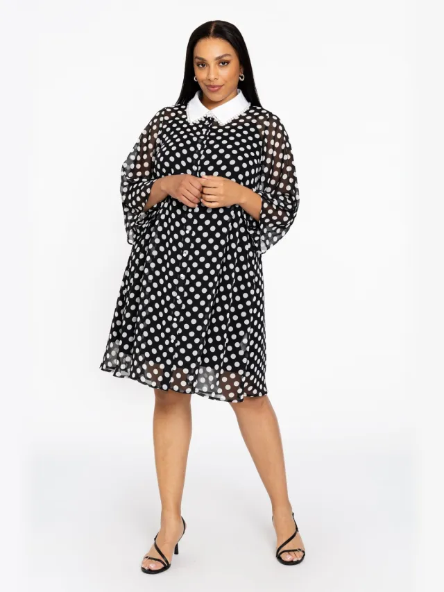 Yoek Jurk swing DOTS | Zwart
