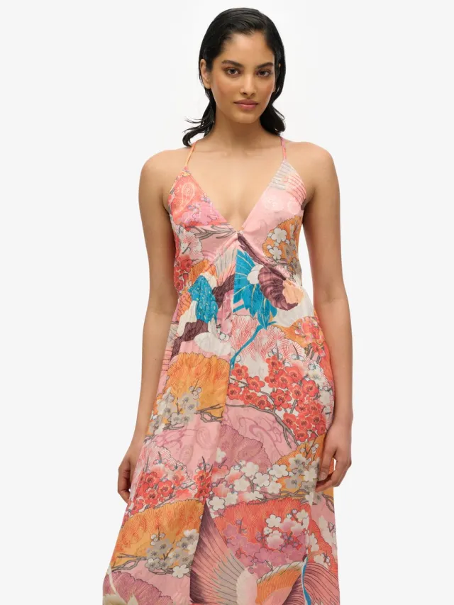 Superdry Jurk met jacquardprint en zakdoekzoom - Dames - Jurken kam coral