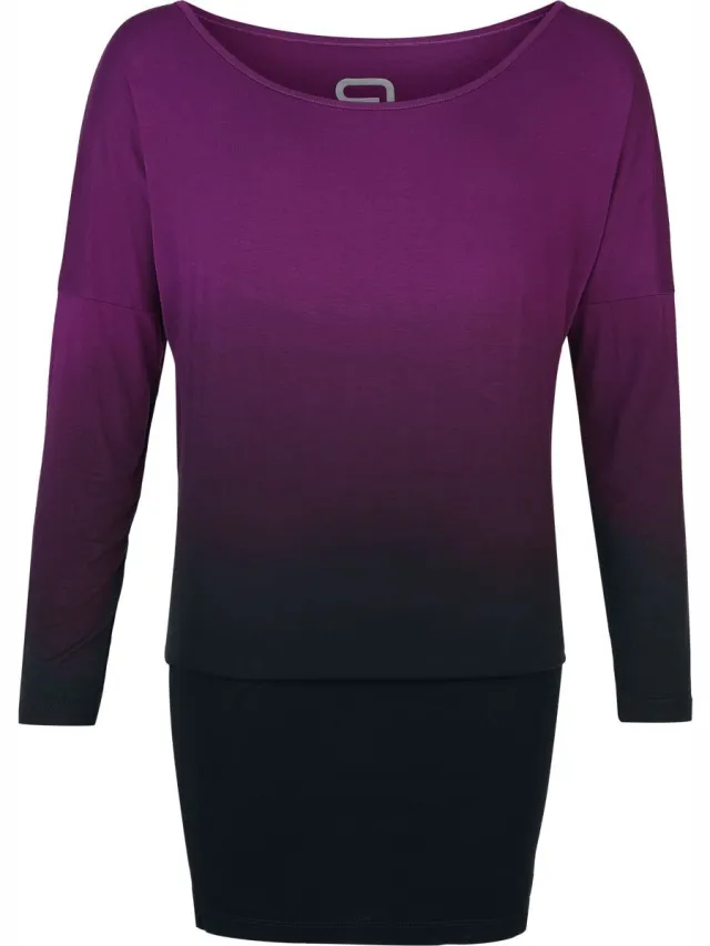 R.E.D. ROCK-ENGINEERED DESIGN Zwart-paars kort jurkje met kleurverloop - Dames zwart;paars
