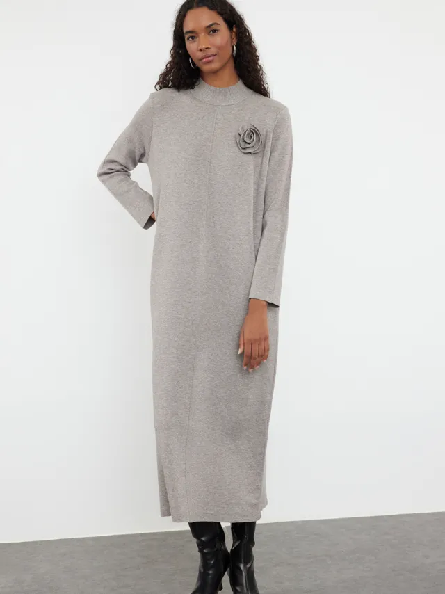 Trendyol Modest Dames Beige Maxi Lang Casual Recht Modest Jurken Taupe