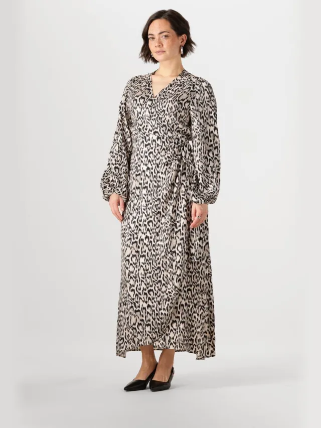 JANSEN Amsterdam Dames Jurken Rebecca Jurk Wa 564 Wrap Long Sleeve - Bruin