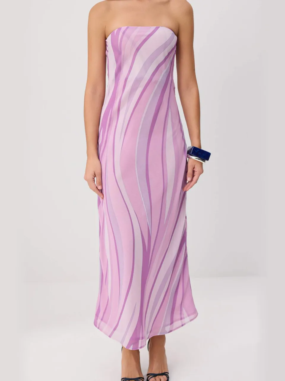 Trendyol TRENDYOLMİLLA Dames Roze Dierenprint Maxi Mouwloos Recht Jurken, foto 2
