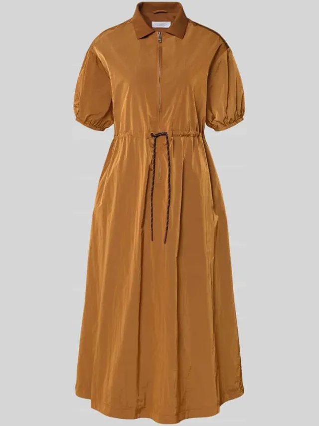 Rich & Royal midi-jurk met korte ritssluiting en trekkoord bij de taille cognac, foto 2
