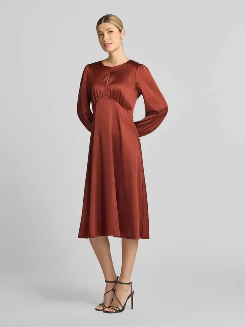 Christian Berg Woman Selection Midi-jurk van satijn met druppelvormige hals roestrood, foto 3