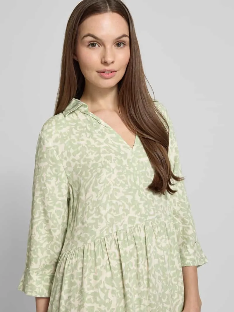 Opus Knielange jurk in laagjeslook, model 'Walari' lichtgroen gemêleerd, foto 4