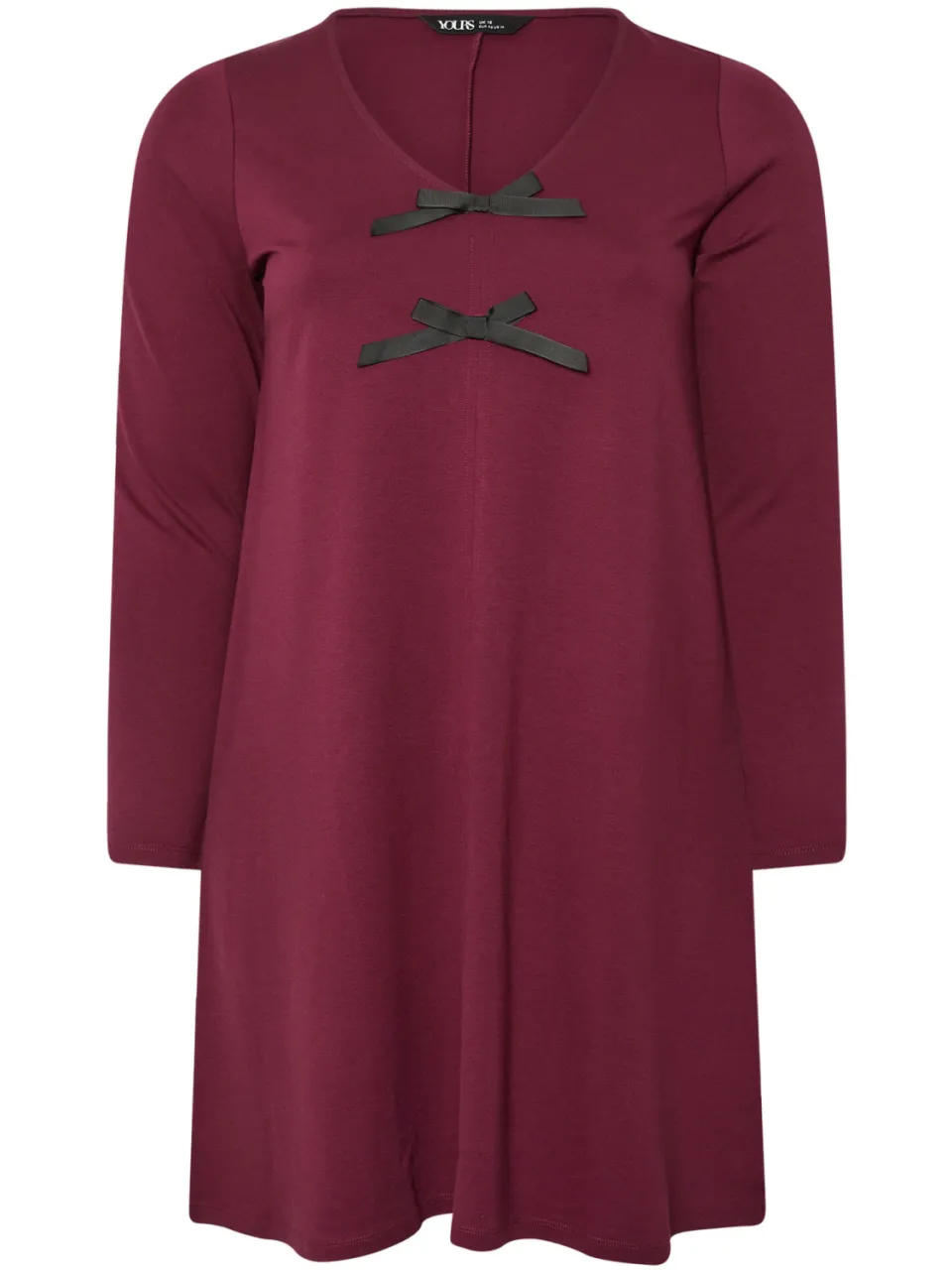 Yours Bourgondischrode Tuniekjurk Met Strikdetail rood, foto 3