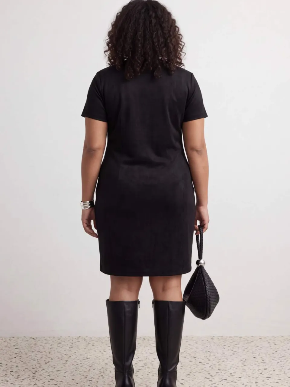 Trendyol Curve Dames Zwart Effen Kort / Mini Kort Shift-model Grote maten Jurk, foto 2