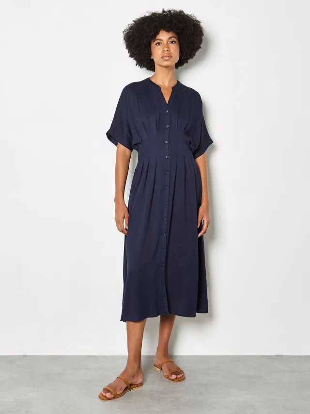 Apricot Midi-jurk met plooien Marine