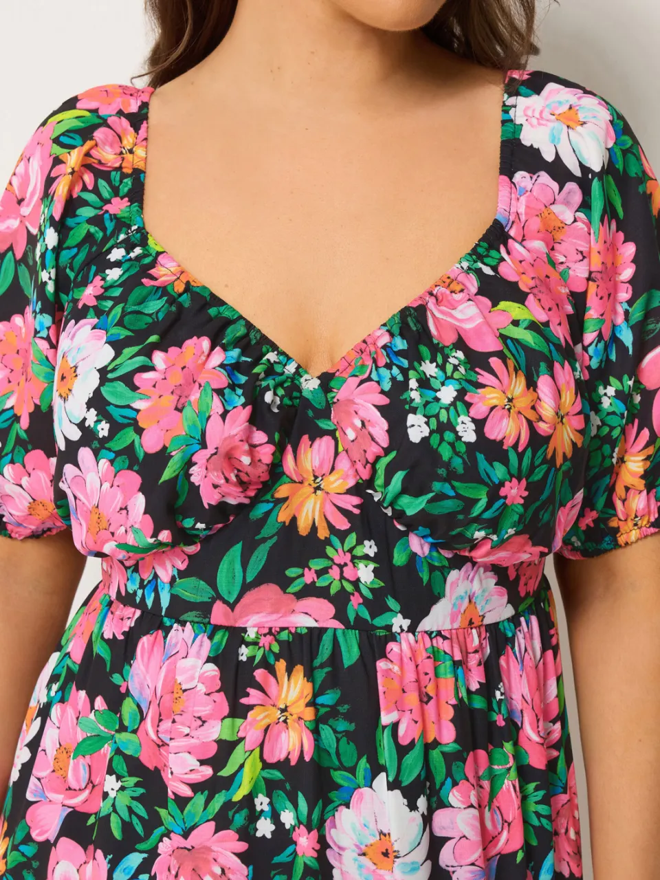 Yours Zwarte Midijurk Met Bloemenprint, foto 5