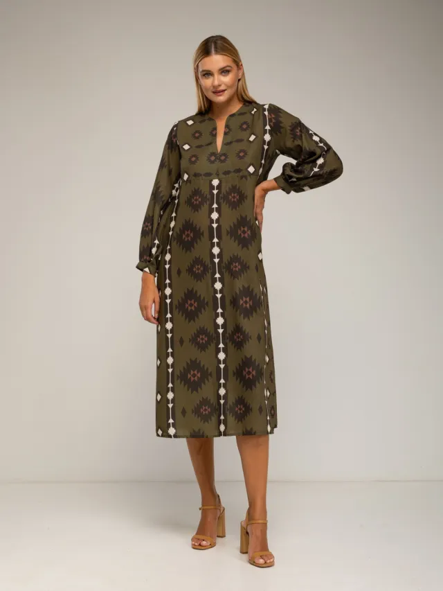 Tantra Midi-jurk met etnische print Groen