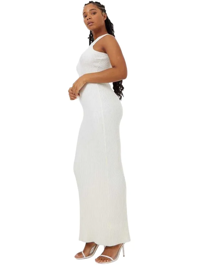 Jack Wills Gebreide maxi-jurk met racer-halslijn voor dames (Vintage Wit), foto 2