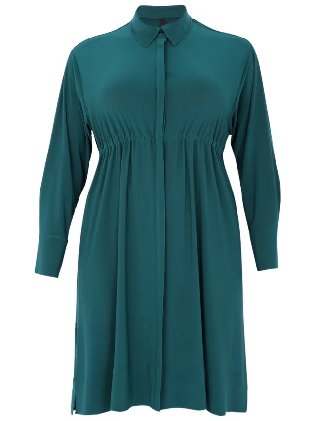 Yoek Tuniek met tailleband | Grote maten tuniek | Dark Green, foto 2