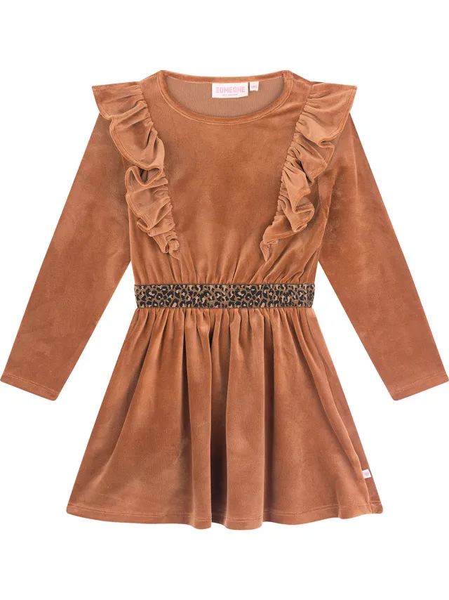 Someone NORA-SG-52-L Meisjes Jurk - DARK COGNAC