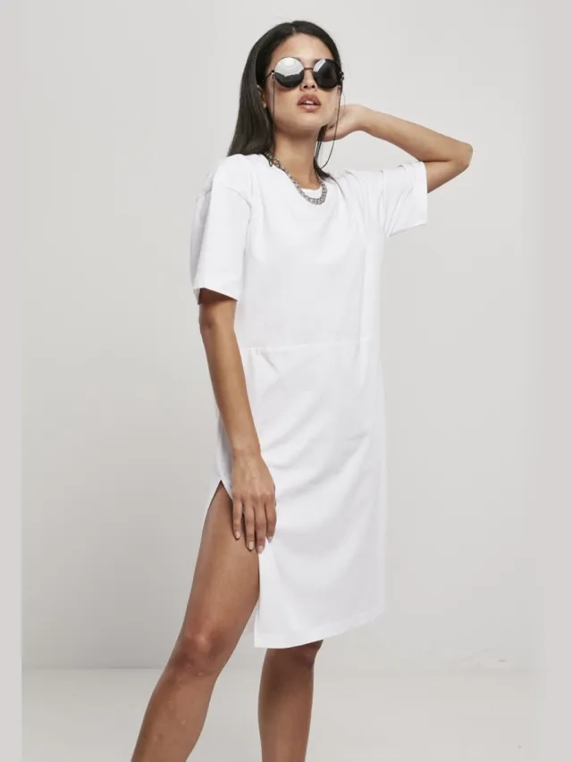 Urban Classics Organic Oversized Slit Korte jurk - XS - Wit