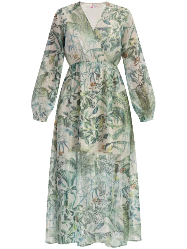 IZIA Maxi-jurk met lange mouwen Dames Jungle-print Veelkleurig