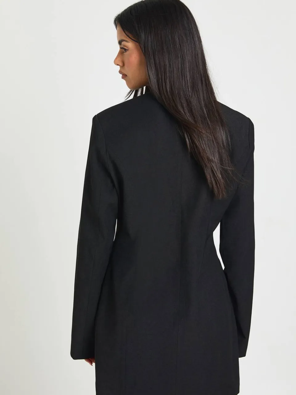 boohoo Dames Gestructureerde Hoge Hals Wikkel Voorkant Blazer Jurk zwart, foto 2