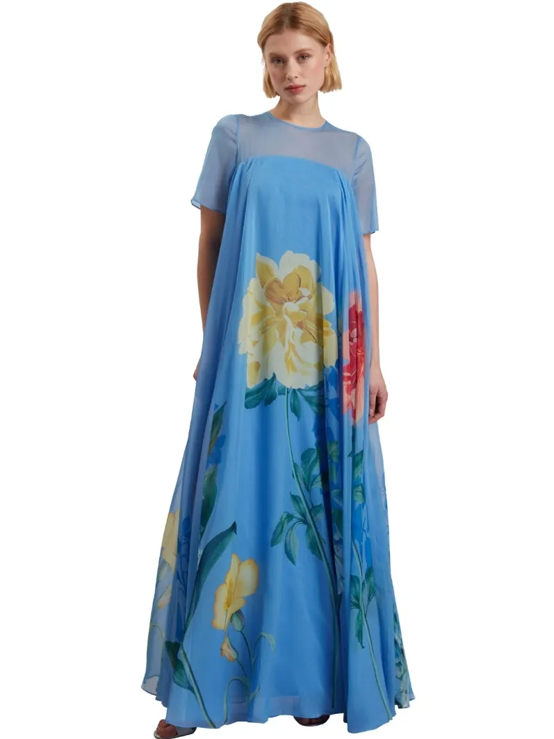 Ted Baker Marie Maxi-jurk Met Korte Mouwen En Volumineus Volume In Blauw Lichtblauw