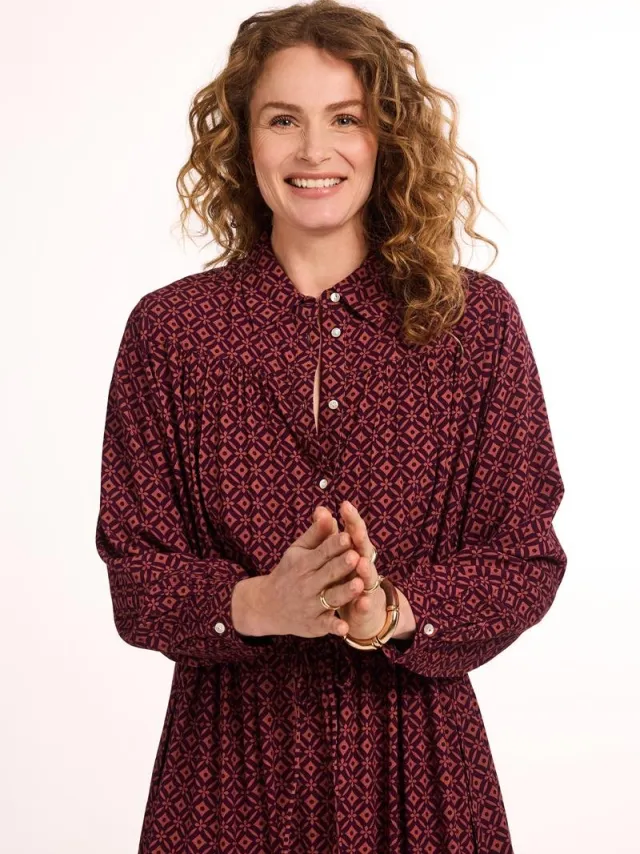 Didi Dames Dress Chosen Burgundy Dusk print