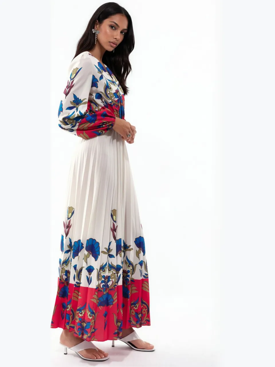 MSN Collection Bloemen Midi-jurk met Ceintuur veelkleurig, foto 2