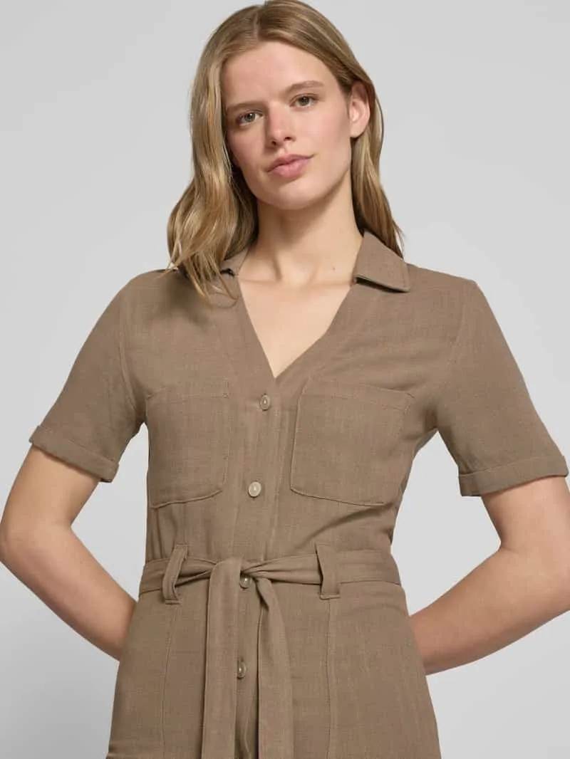 Only Smalle vrijetijdsjurk van mix van viscose en linnen model 'SIESTA' middenbruin, foto 3