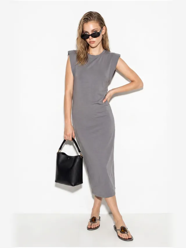 Bianco Lucci Midi-jurk Donkergrijs