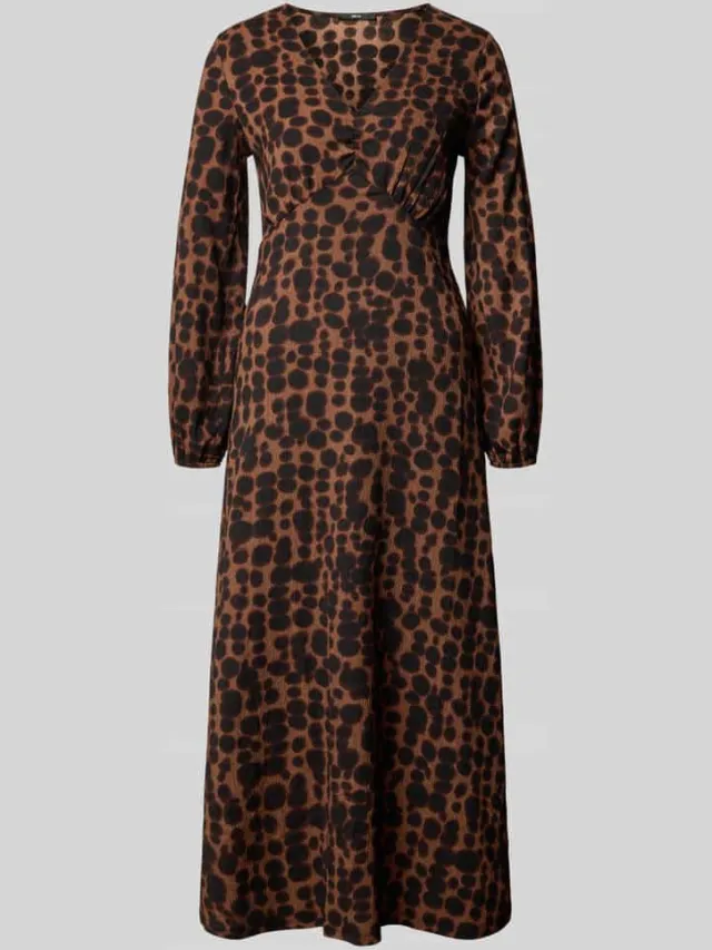 Zero Midi-jurk met v-hals Camel