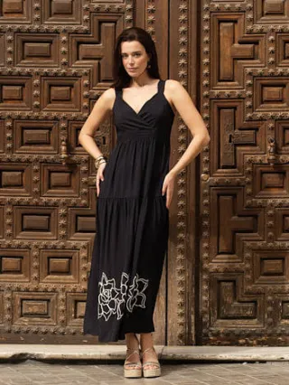 LabeL DOT gebloemde maxi jurk zwart, foto 3