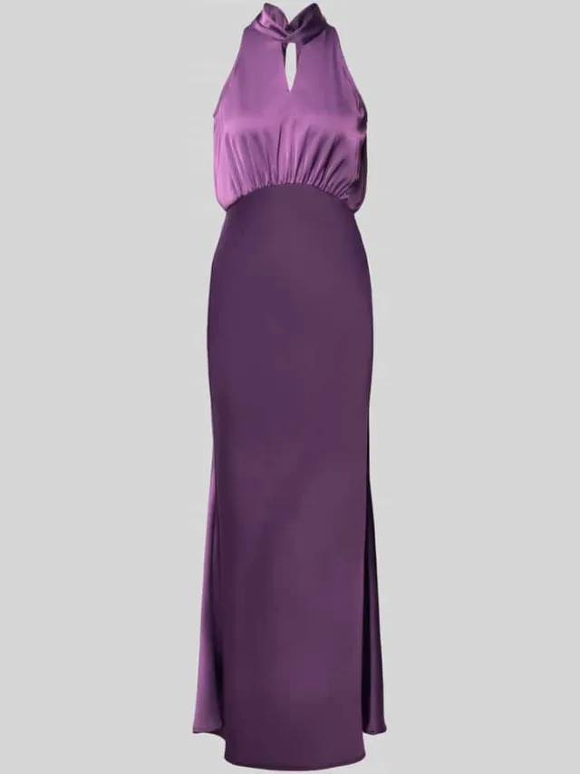 Yas cocktailjurk met druppelvormige hals model 'PELLA' aubergine, foto 2